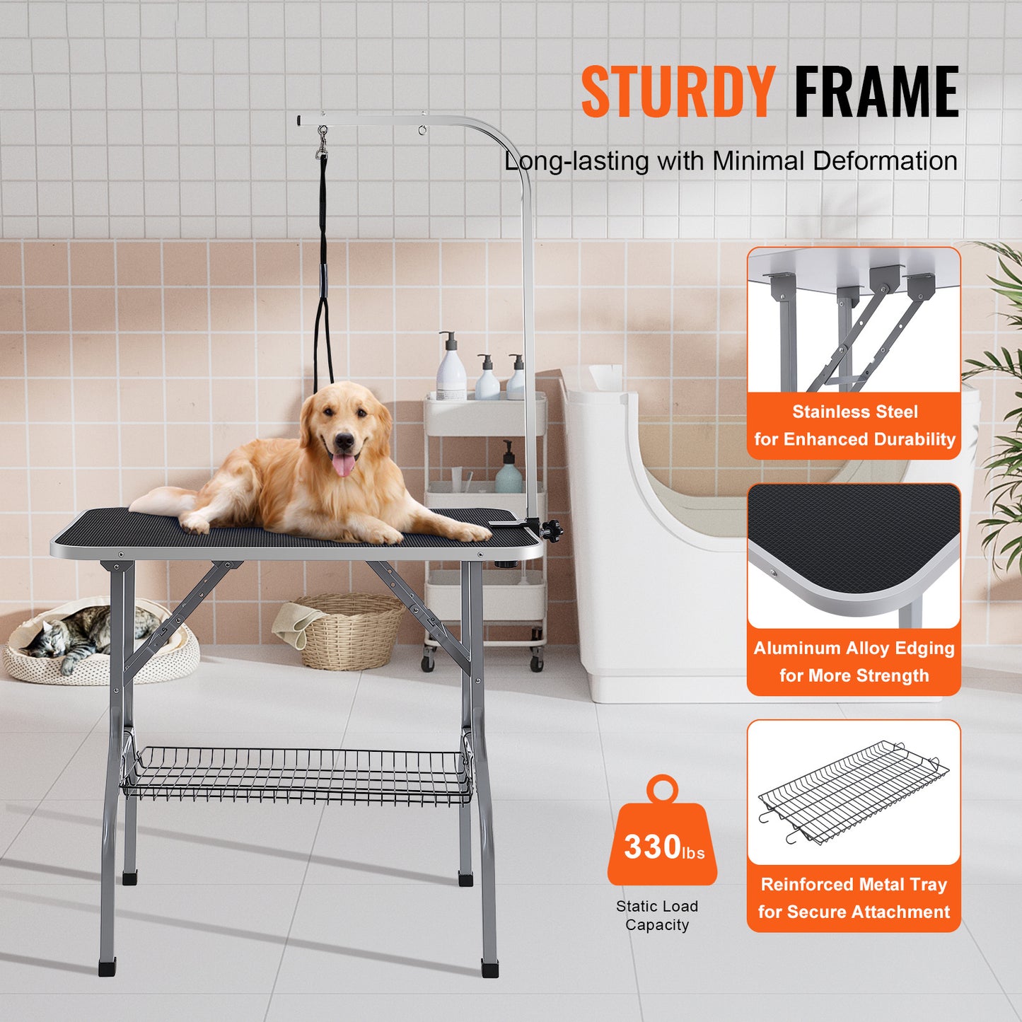 VEVOR Pet Grooming Table Arm With Clamp, 36''x24'' Dog Grooming Station