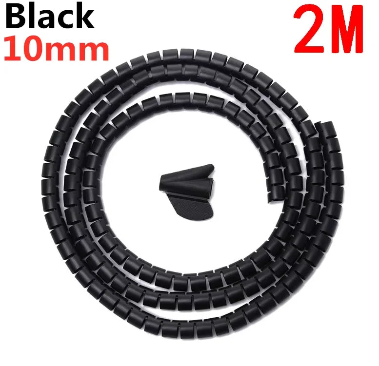 Computer Cord Protective Tube Clip Organizer Management Tools 2M 16mm Flexible Spiral Cable Wire Protector Cable Organizer