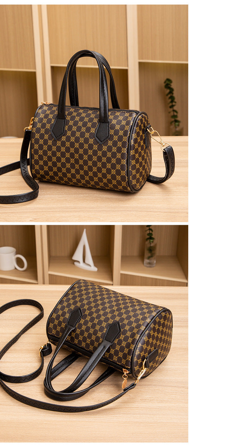 Women's Bag New Trend Fashion Casual Four Leaf Grass Printing Cross Shoulder Pillow Bag Lingge Embroidered Handbag