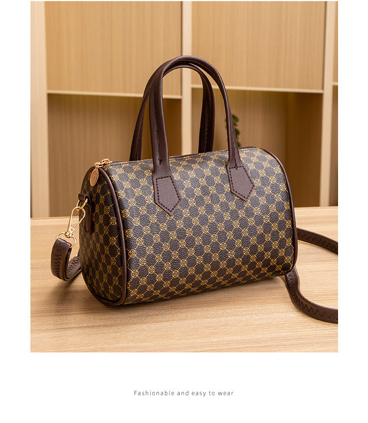 Women's Bag New Trend Fashion Casual Four Leaf Grass Printing Cross Shoulder Pillow Bag Lingge Embroidered Handbag