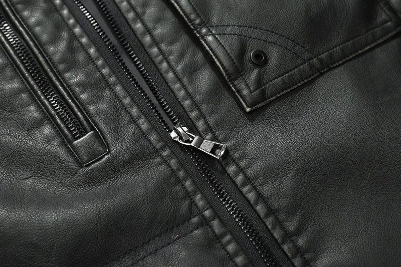 PU Leather Jacket for Men, Motorcycle Zipper Jacket, Casual Retro Jacket, Business Punk Leather Jacket, Large Autumn and Winter