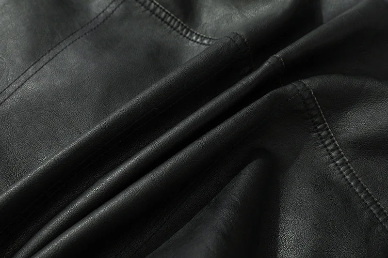 PU Leather Jacket for Men, Motorcycle Zipper Jacket, Casual Retro Jacket, Business Punk Leather Jacket, Large Autumn and Winter