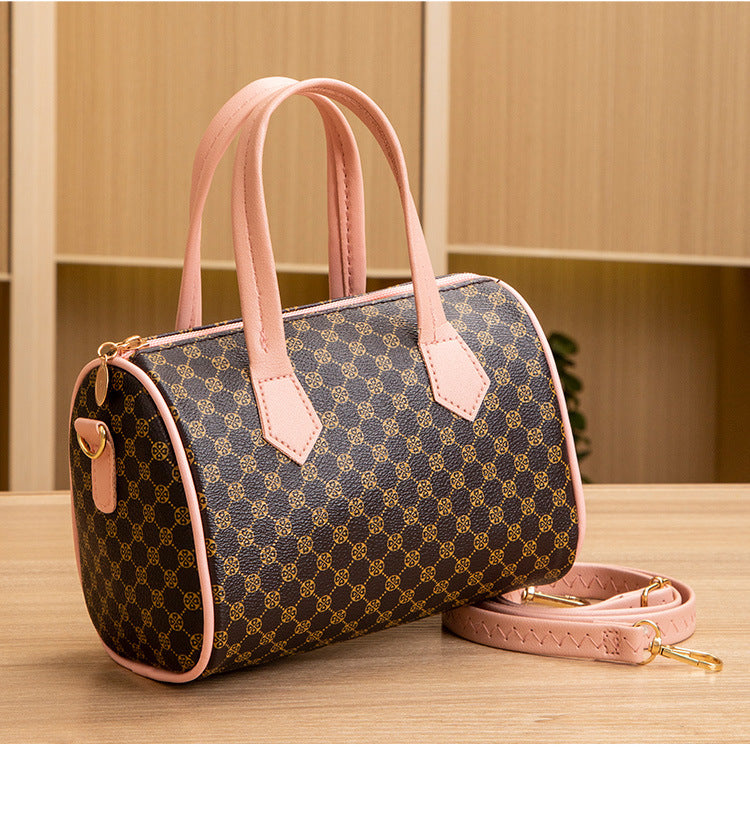 Women's Bag New Trend Fashion Casual Four Leaf Grass Printing Cross Shoulder Pillow Bag Lingge Embroidered Handbag