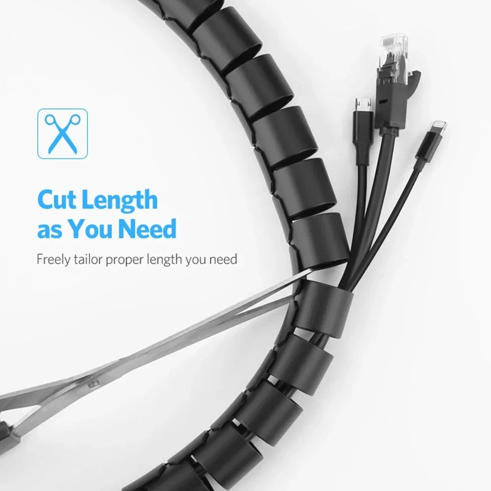 Computer Cord Protective Tube Clip Organizer Management Tools 2M 16mm Flexible Spiral Cable Wire Protector Cable Organizer