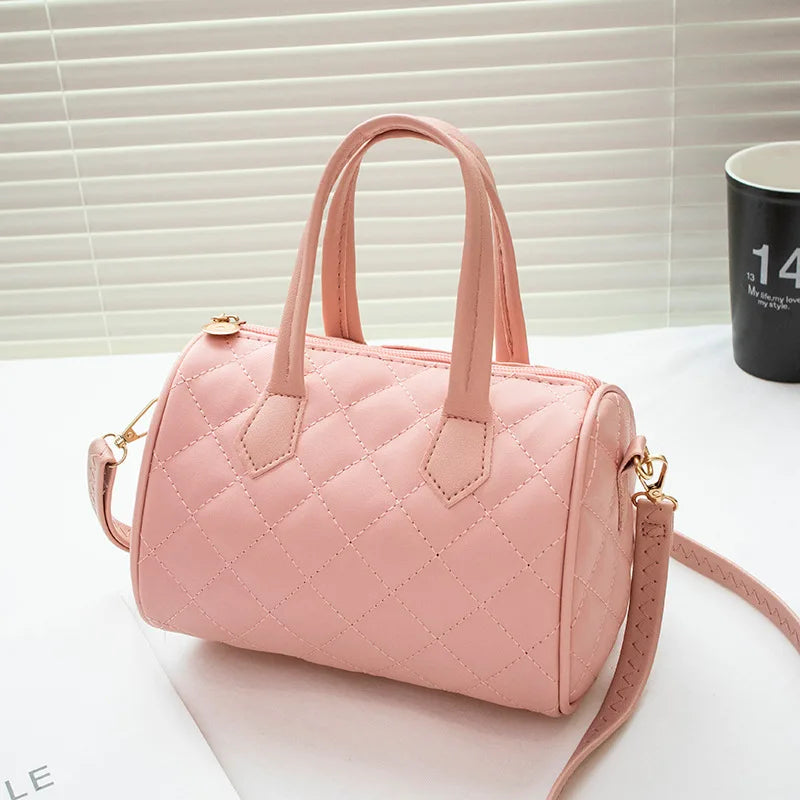Women's Bag New Trend Fashion Casual Four Leaf Grass Printing Cross Shoulder Pillow Bag Lingge Embroidered Handbag