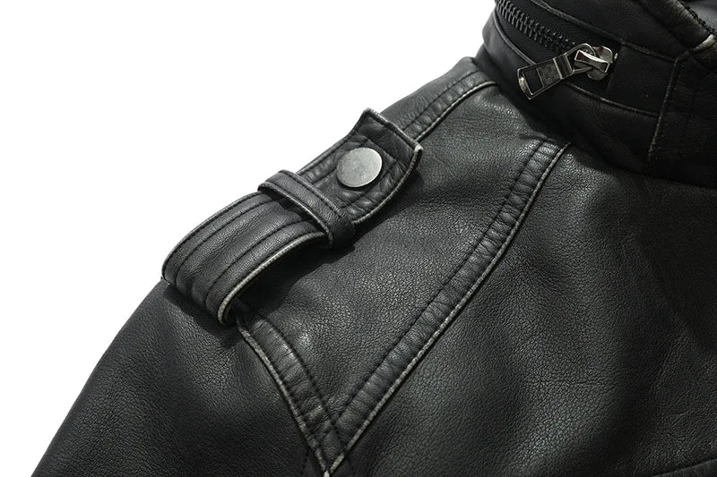 PU Leather Jacket for Men, Motorcycle Zipper Jacket, Casual Retro Jacket, Business Punk Leather Jacket, Large Autumn and Winter