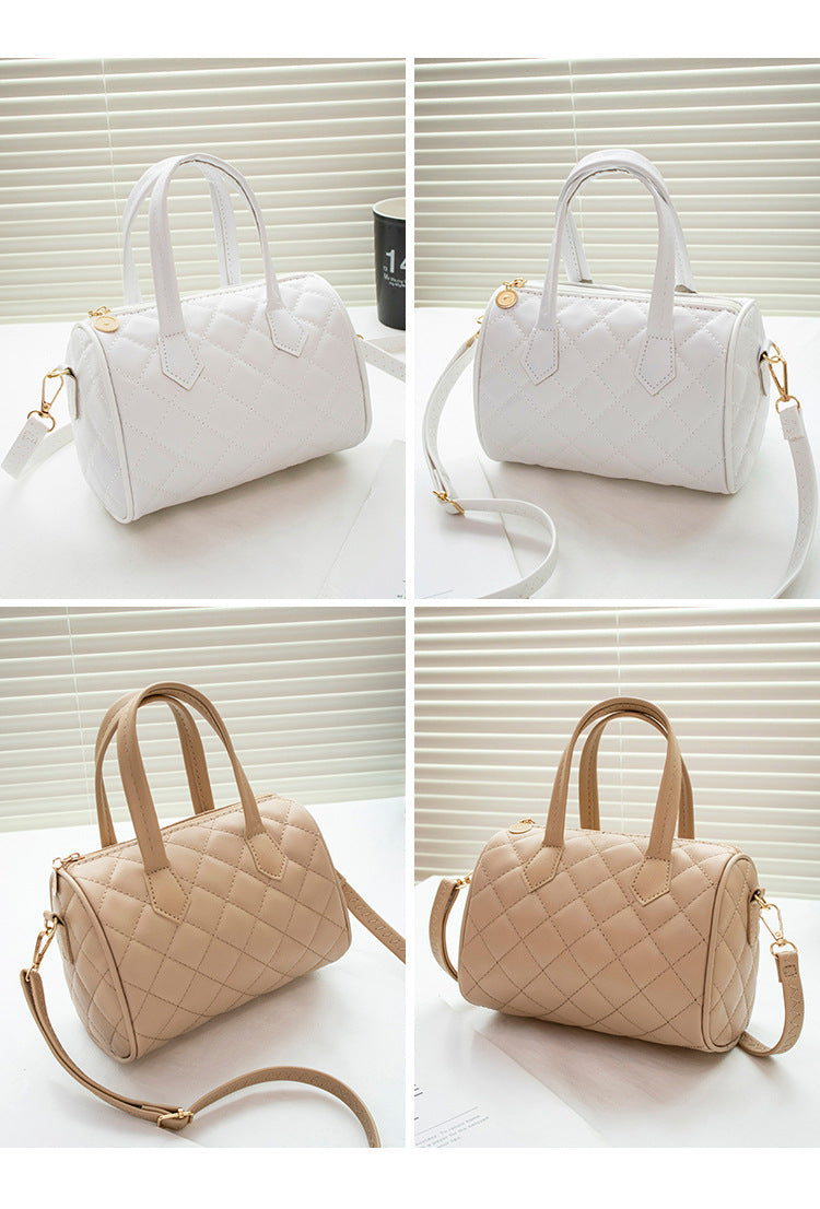 Women's Bag New Trend Fashion Casual Four Leaf Grass Printing Cross Shoulder Pillow Bag Lingge Embroidered Handbag