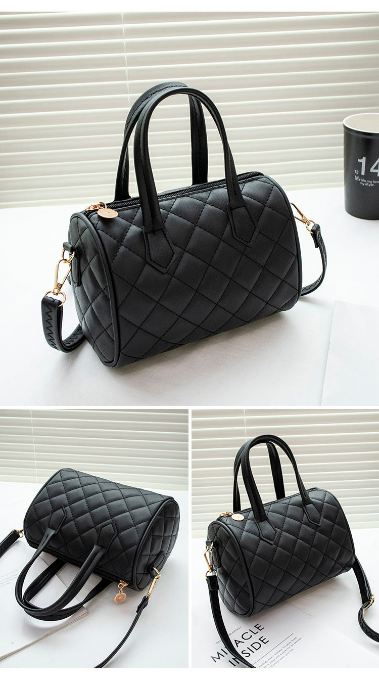 Women's Bag New Trend Fashion Casual Four Leaf Grass Printing Cross Shoulder Pillow Bag Lingge Embroidered Handbag