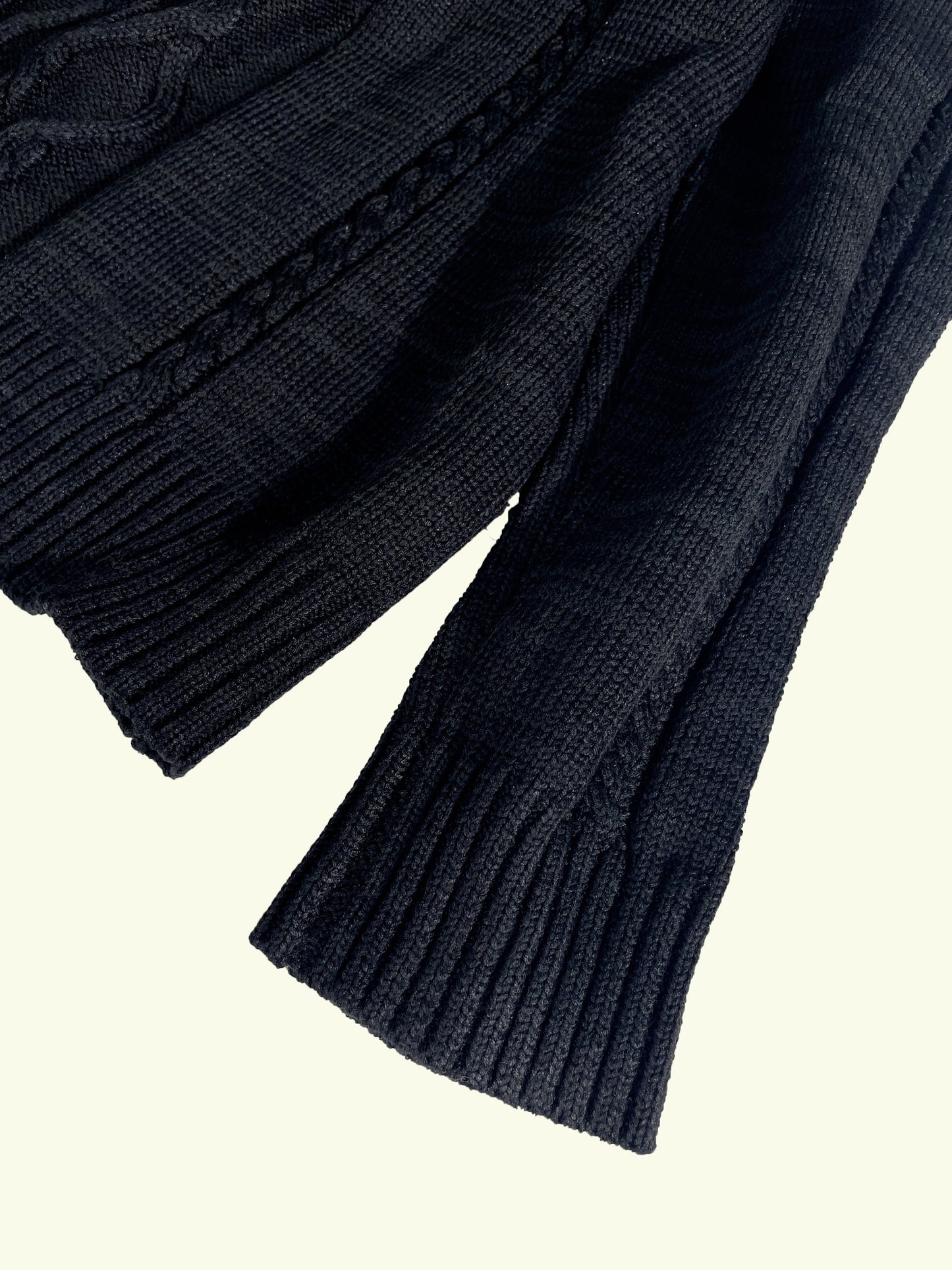 Men's Casual Black Ribbed Knit Pullover Sweater For Winter