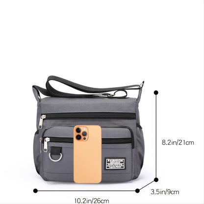 1pc Men's Portable Nylon Letter Sticker Diagonal Shoulder Bag, Mobile Phone Bag