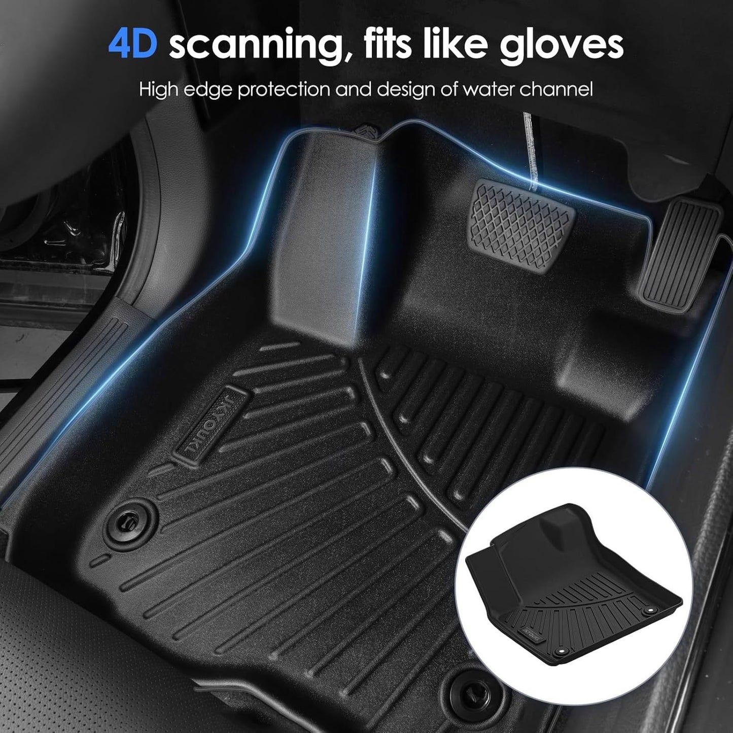 Floor Mats Compatible For 2025 Silvrado EV RST All Weather 2 Row Floor Liners Accessories-Black