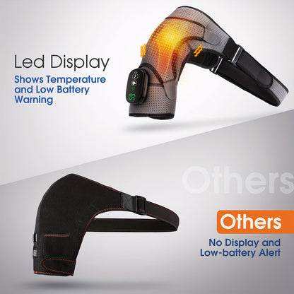 Portable Heated Shoulder Massager with LED Display - USB Rechargeable, 5000mAh Polymer Battery, Adjustable Strap for Left or Right Shoulder, Customizable Temperature Settings, Rechargeable Massager