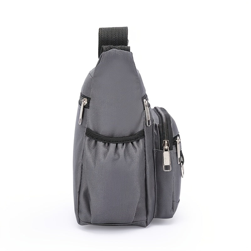 1pc Men's Portable Nylon Letter Sticker Diagonal Shoulder Bag, Mobile Phone Bag