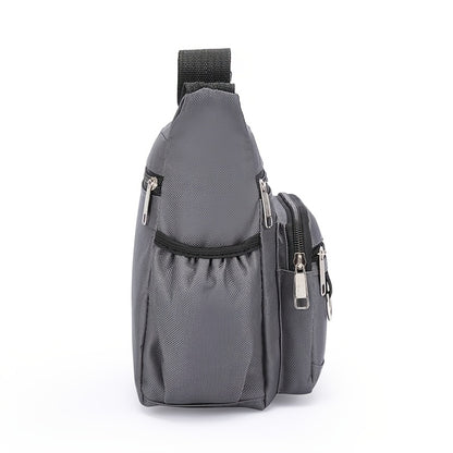 1pc Men's Portable Nylon Letter Sticker Diagonal Shoulder Bag, Mobile Phone Bag