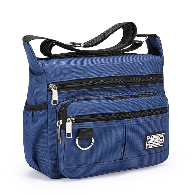 1pc Men's Portable Nylon Letter Sticker Diagonal Shoulder Bag, Mobile Phone Bag