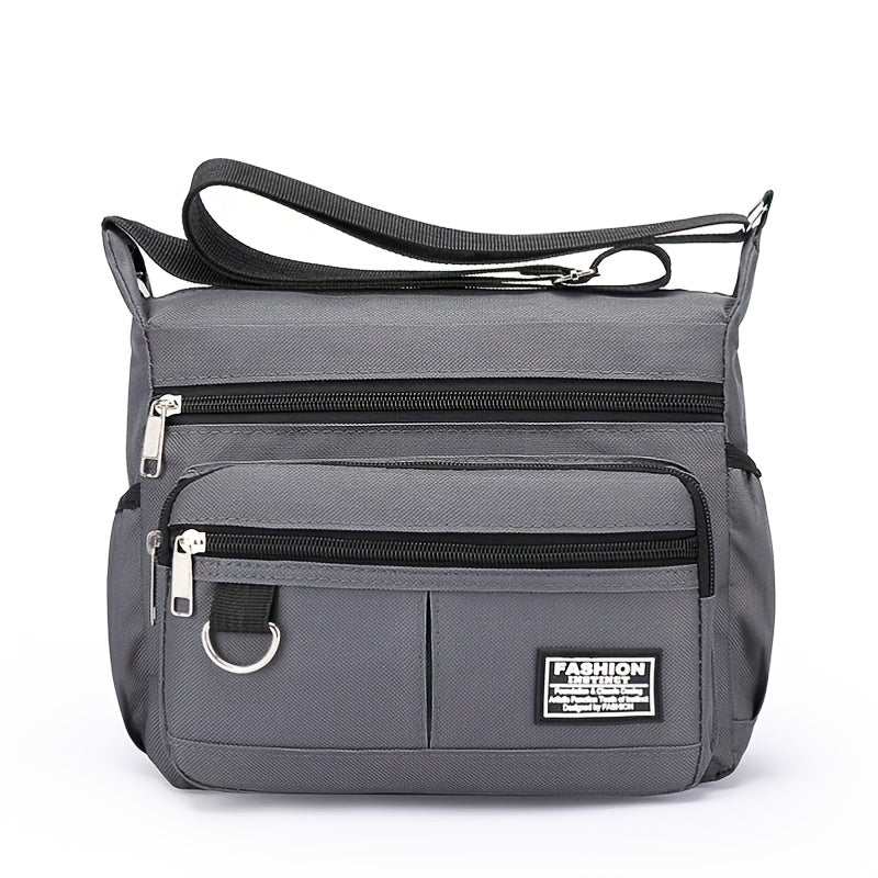 1pc Men's Portable Nylon Letter Sticker Diagonal Shoulder Bag, Mobile Phone Bag