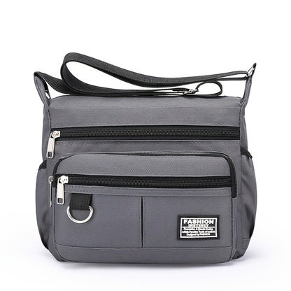 1pc Men's Portable Nylon Letter Sticker Diagonal Shoulder Bag, Mobile Phone Bag