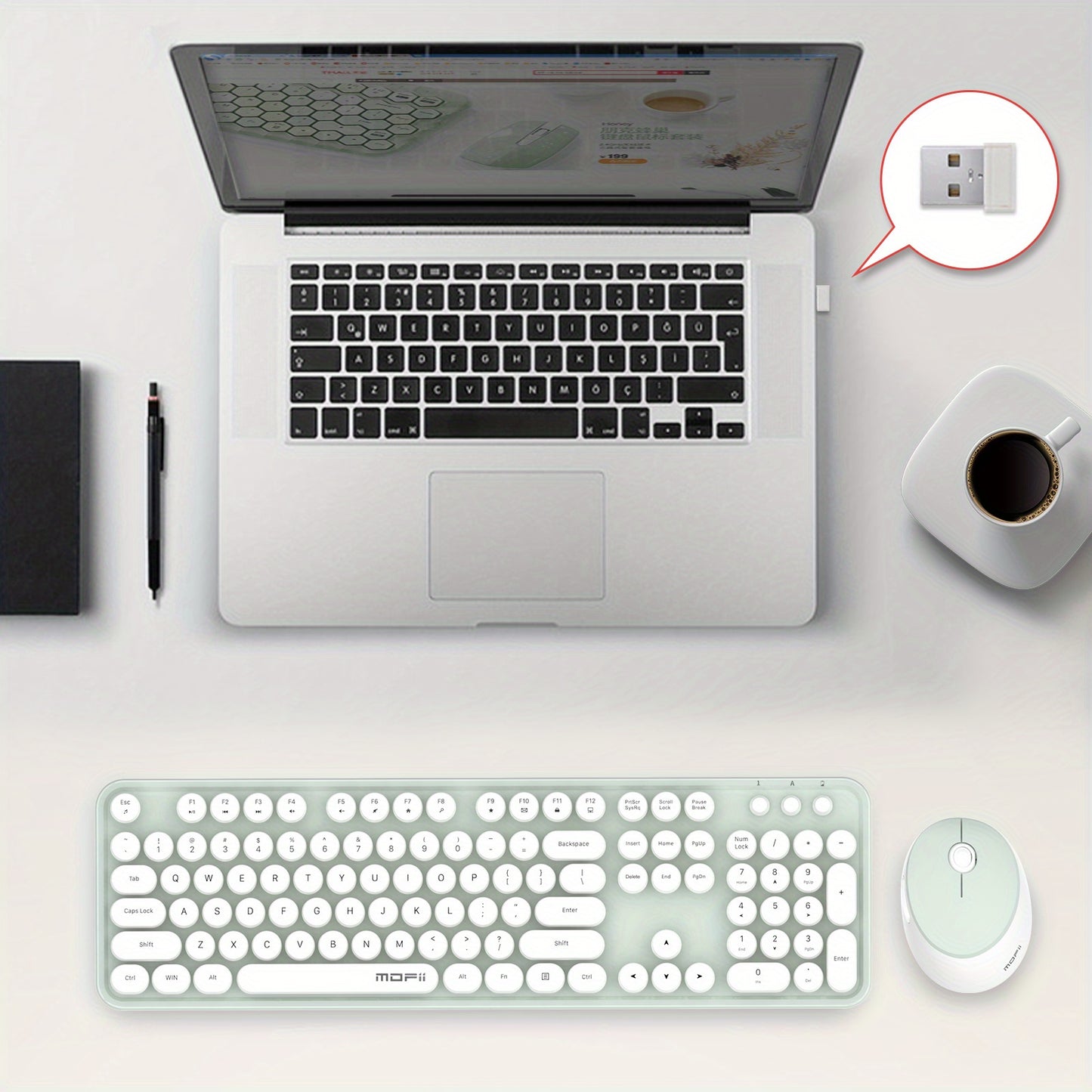 Sweet Wireless Keyboard and Mouse Combo Set - Keyboard & Mouse Combos with Solid Color, Compact Design and Wireless Connectivity for Efficient Typing and Navigation