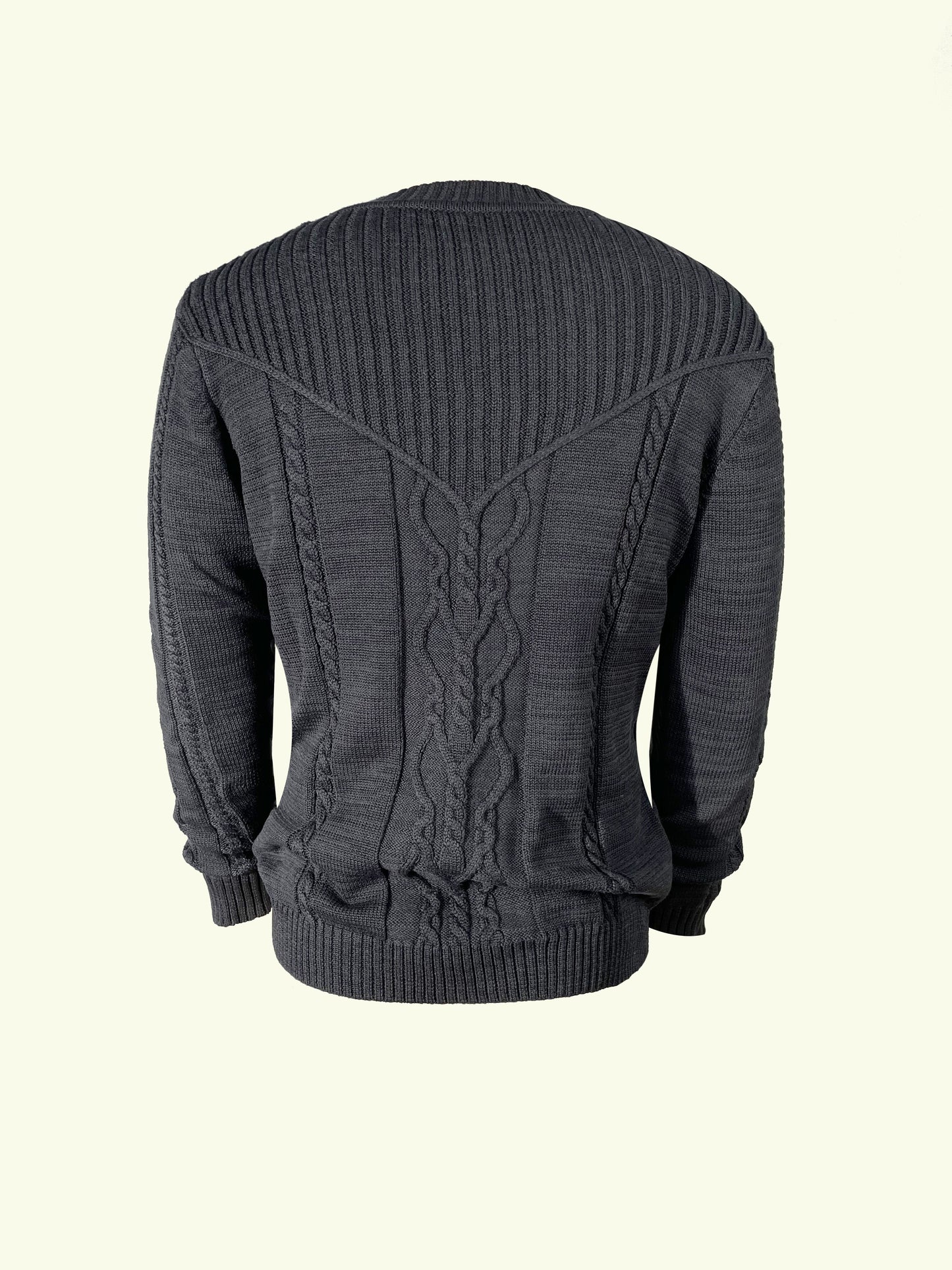 Men's Casual Black Ribbed Knit Pullover Sweater For Winter