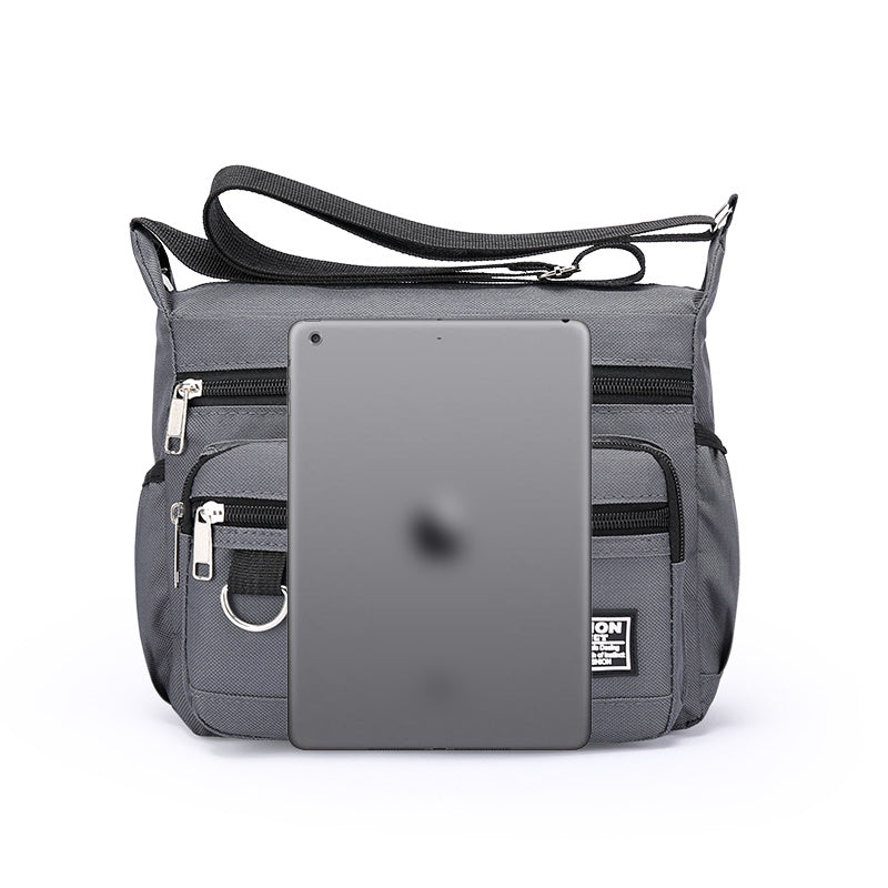 1pc Men's Portable Nylon Letter Sticker Diagonal Shoulder Bag, Mobile Phone Bag