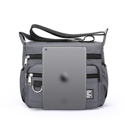 1pc Men's Portable Nylon Letter Sticker Diagonal Shoulder Bag, Mobile Phone Bag