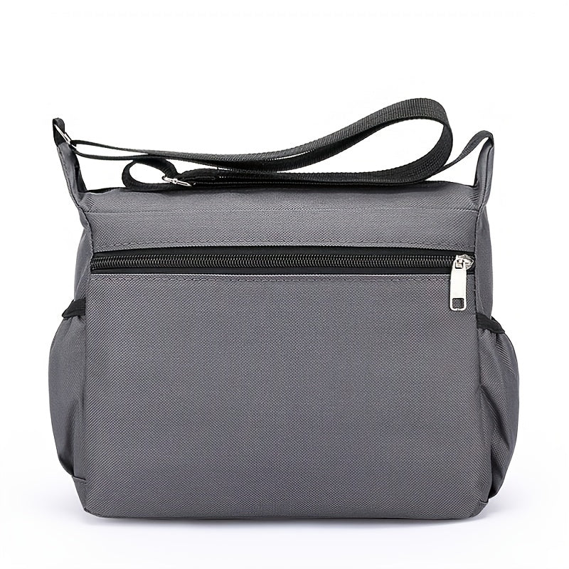 1pc Men's Portable Nylon Letter Sticker Diagonal Shoulder Bag, Mobile Phone Bag