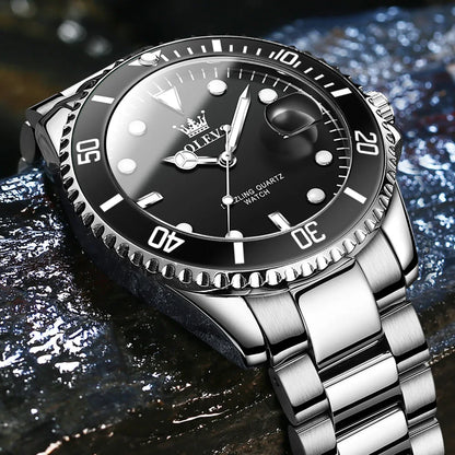 Top Brand Men Watch Green Luxury Fashion Waterproof Quartz Sports Stainless Steel Watches for Men Wristwatch Reloj Hombre + Box