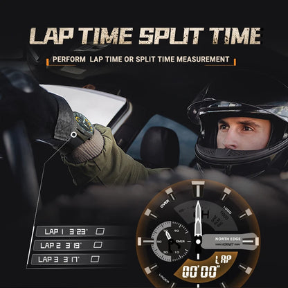 NORTH EDGE Mens Smart Watch World Time Clock Countdown Speed Stopwatch Male's Military Army Smartwatches Swimming Waterproof 50m