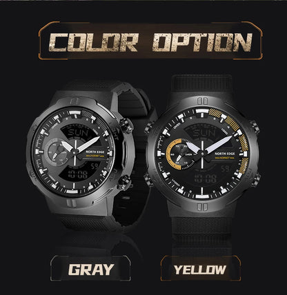 NORTH EDGE Mens Smart Watch World Time Clock Countdown Speed Stopwatch Male's Military Army Smartwatches Swimming Waterproof 50m