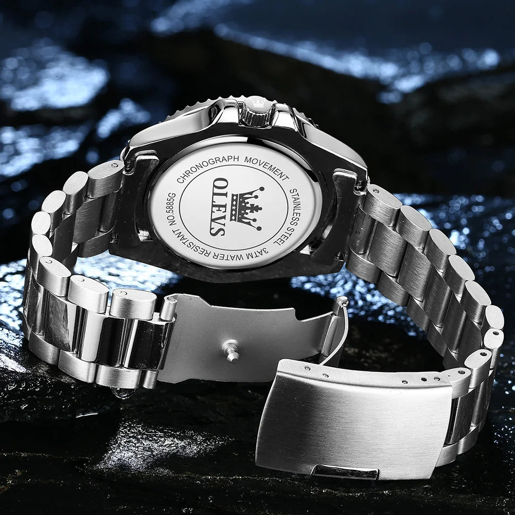 Top Brand Men Watch Green Luxury Fashion Waterproof Quartz Sports Stainless Steel Watches for Men Wristwatch Reloj Hombre + Box