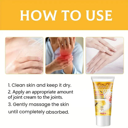 Bee Venom Joint Cream - Hypoallergenic Soothing Moisturizing Lotion with Honey and Collagen Fresh Scent for All Skin Types