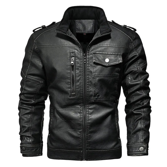 PU Leather Jacket for Men, Motorcycle Zipper Jacket, Casual Retro Jacket, Business Punk Leather Jacket, Large Autumn and Winter