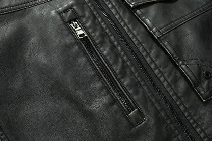PU Leather Jacket for Men, Motorcycle Zipper Jacket, Casual Retro Jacket, Business Punk Leather Jacket, Large Autumn and Winter