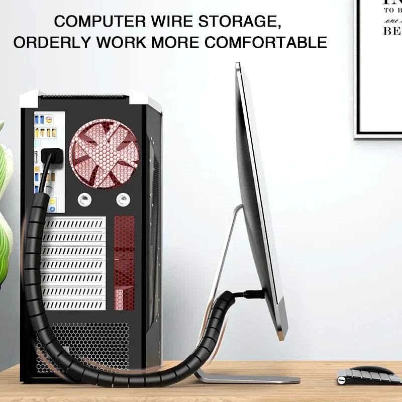 Computer Cord Protective Tube Clip Organizer Management Tools 2M 16mm Flexible Spiral Cable Wire Protector Cable Organizer