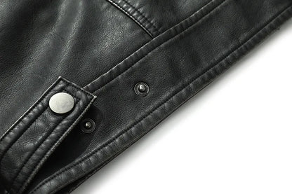 PU Leather Jacket for Men, Motorcycle Zipper Jacket, Casual Retro Jacket, Business Punk Leather Jacket, Large Autumn and Winter