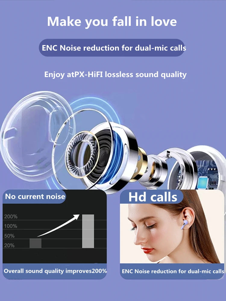 Pro 6 TWS Bluetooth Earphones Wireless Bluetooth Headset Noise Cancelling Earbuds with Mic Pro6 Wireless Headphones for IPhone