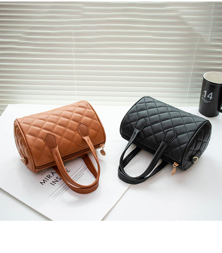 Women's Bag New Trend Fashion Casual Four Leaf Grass Printing Cross Shoulder Pillow Bag Lingge Embroidered Handbag