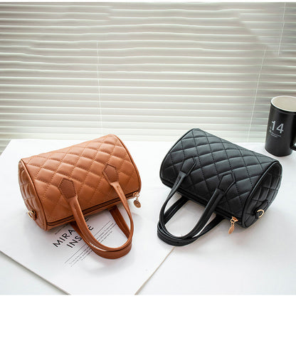 Women's Bag New Trend Fashion Casual Four Leaf Grass Printing Cross Shoulder Pillow Bag Lingge Embroidered Handbag