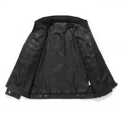 PU Leather Jacket for Men, Motorcycle Zipper Jacket, Casual Retro Jacket, Business Punk Leather Jacket, Large Autumn and Winter