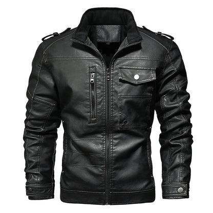 PU Leather Jacket for Men, Motorcycle Zipper Jacket, Casual Retro Jacket, Business Punk Leather Jacket, Large Autumn and Winter