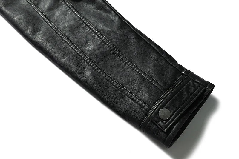 PU Leather Jacket for Men, Motorcycle Zipper Jacket, Casual Retro Jacket, Business Punk Leather Jacket, Large Autumn and Winter