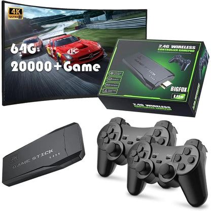 Retro Game Stick - Retro Game Console. Plug and Play. 20,500+ built-in games. Dual 2.4G wireless controllers (64G).