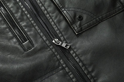 PU Leather Jacket for Men, Motorcycle Zipper Jacket, Casual Retro Jacket, Business Punk Leather Jacket, Large Autumn and Winter
