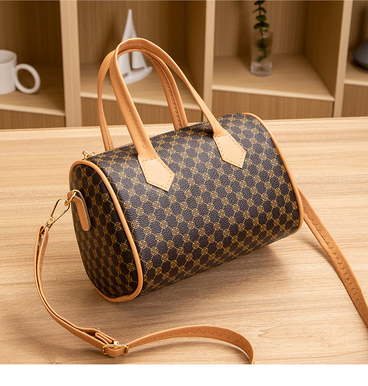 Women's Bag New Trend Fashion Casual Four Leaf Grass Printing Cross Shoulder Pillow Bag Lingge Embroidered Handbag