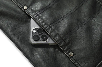 PU Leather Jacket for Men, Motorcycle Zipper Jacket, Casual Retro Jacket, Business Punk Leather Jacket, Large Autumn and Winter