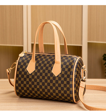 Women's Bag New Trend Fashion Casual Four Leaf Grass Printing Cross Shoulder Pillow Bag Lingge Embroidered Handbag