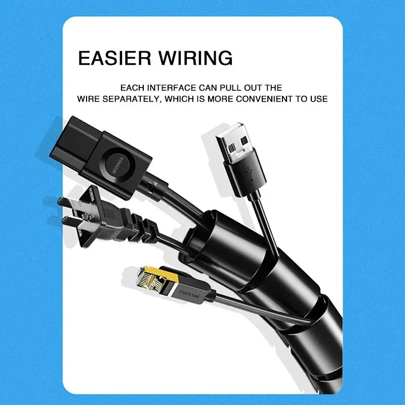 Computer Cord Protective Tube Clip Organizer Management Tools 2M 16mm Flexible Spiral Cable Wire Protector Cable Organizer