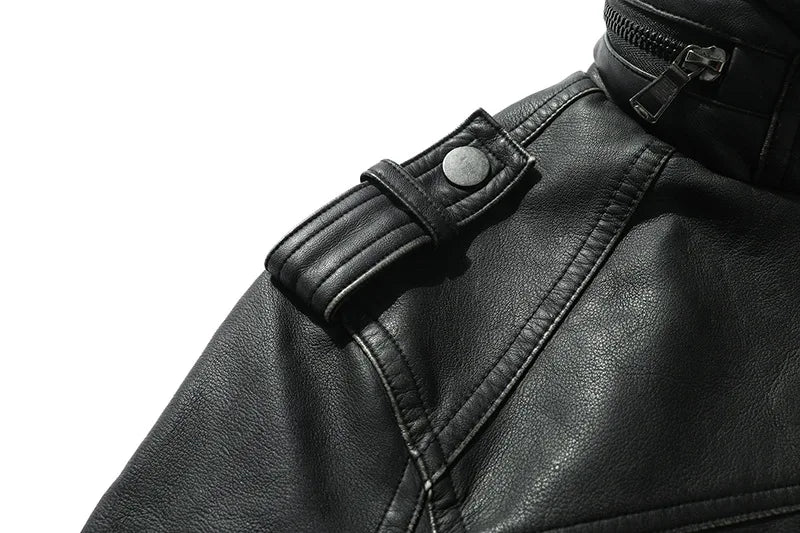 PU Leather Jacket for Men, Motorcycle Zipper Jacket, Casual Retro Jacket, Business Punk Leather Jacket, Large Autumn and Winter
