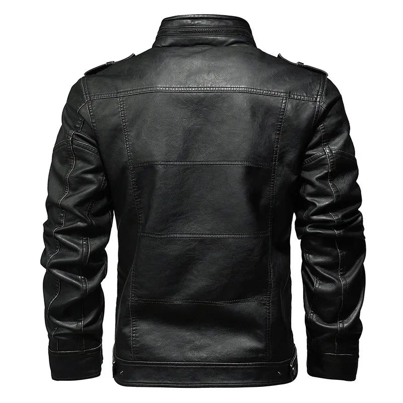 PU Leather Jacket for Men, Motorcycle Zipper Jacket, Casual Retro Jacket, Business Punk Leather Jacket, Large Autumn and Winter