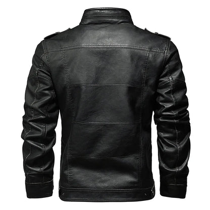 PU Leather Jacket for Men, Motorcycle Zipper Jacket, Casual Retro Jacket, Business Punk Leather Jacket, Large Autumn and Winter